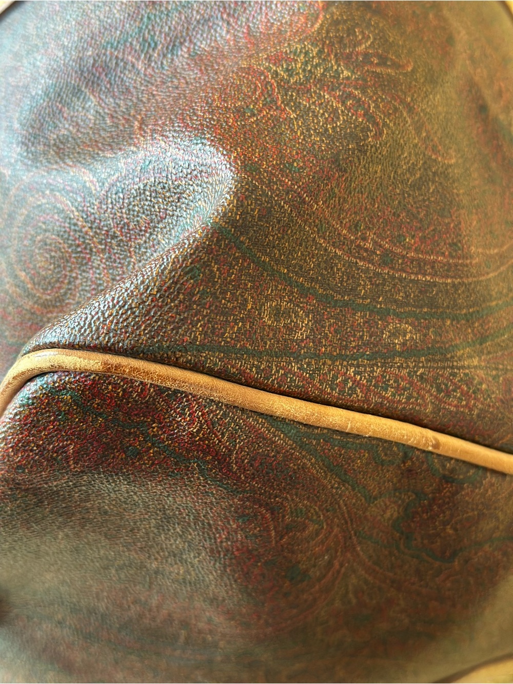 Etro Brown Paisley Travel Duffel with Tan Leather Trim 20" - Etro Weekender Bag! - Picture 7 of 15